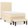3136410 vidaXL Lit à sommier tapissier avec matelas Crème 90x200 cm Tissu
