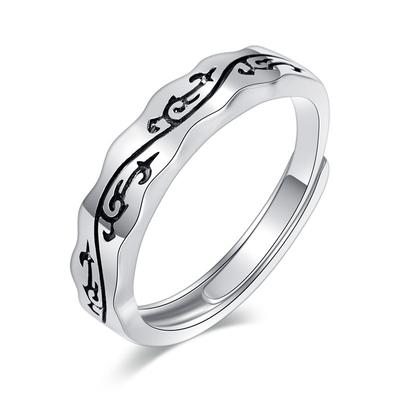 Men Pop Vintage Sterling Silver Creative Open Ring