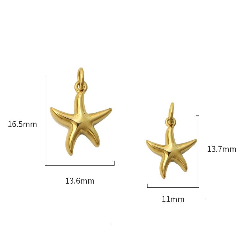 Personalized Diy Electroplated Stainless Steel Marine Life Pendant, Gold, Starfish Diy Handmade Necklace Jewelry Accessories