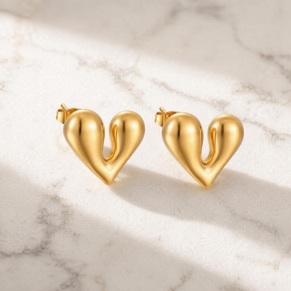 Stainless Steel Irregular Heart Earrings Gold Color Statement Jewelry Gift For Her