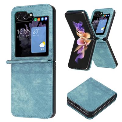 Für Samsung Galaxy Z Flip7 FE 5G/Z Flip6 5G/Z Flip5 5G Hülle Gittermuster Prägung Leder Stoßfest Handyhülle