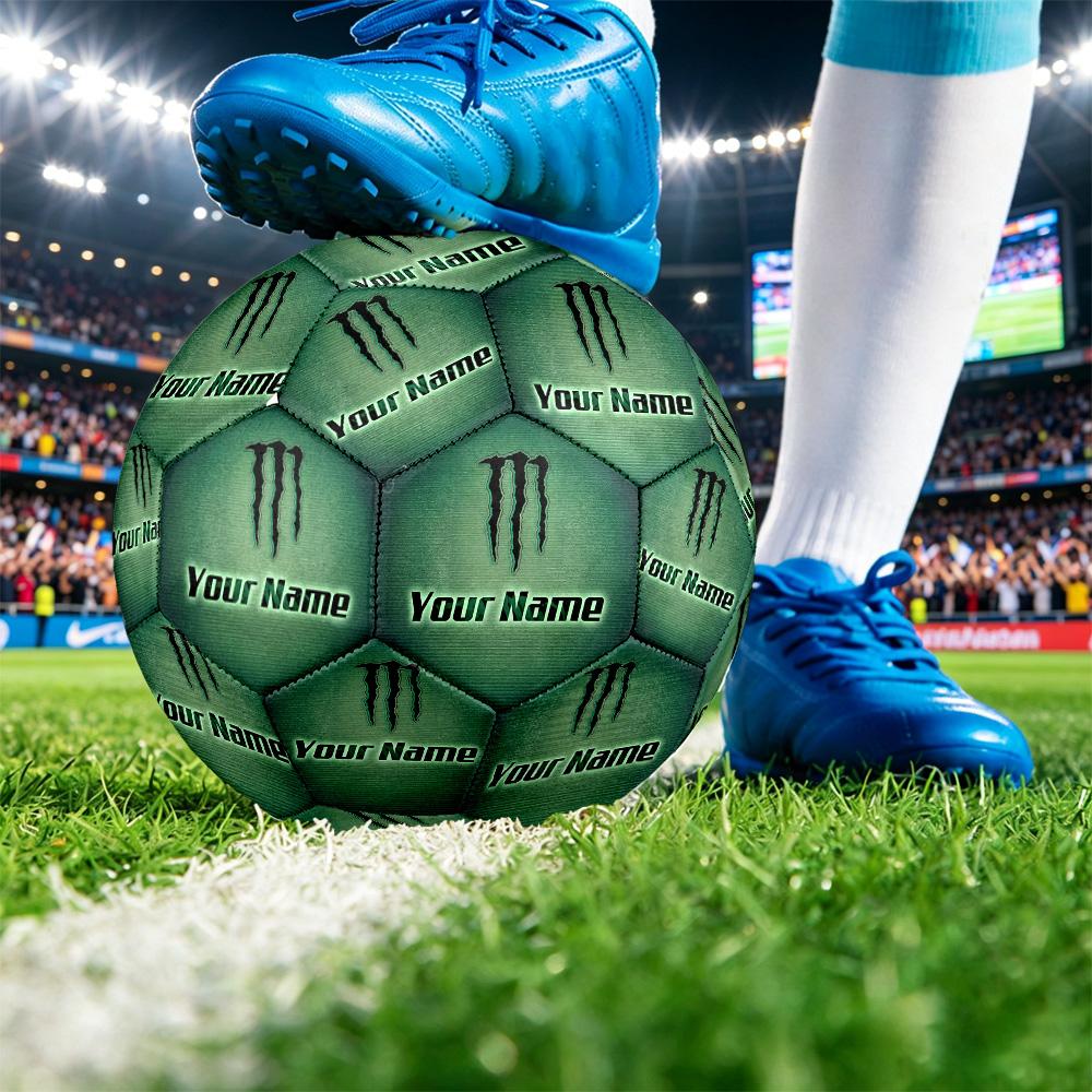 Monster Energy Size 5 Football, Custom Name Text Personalized Soccer Ball Sport Training Gift