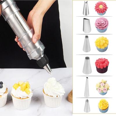 Stainless Steel Cake Decorating Gun Icing Decoration Gun Set Dessert Decorating Syringe Kit DIY Manual Cake Decorating Tools