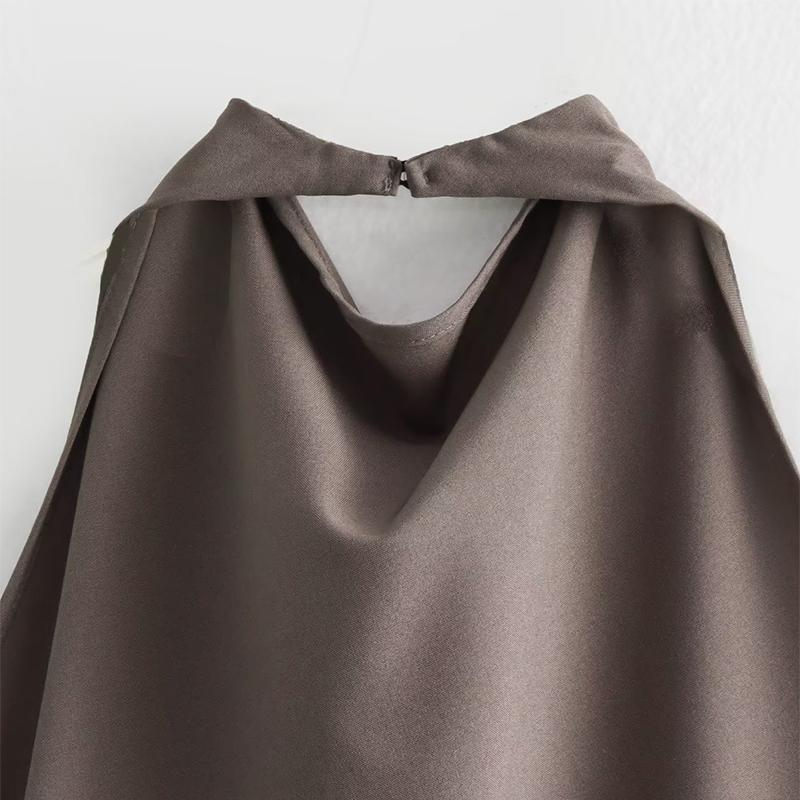 Fashion Pant Suits Backless Sexy Halter Camis Top + Elastic Waist Straight Wide Leg Trousers 2 Pieces Set Women Outfits