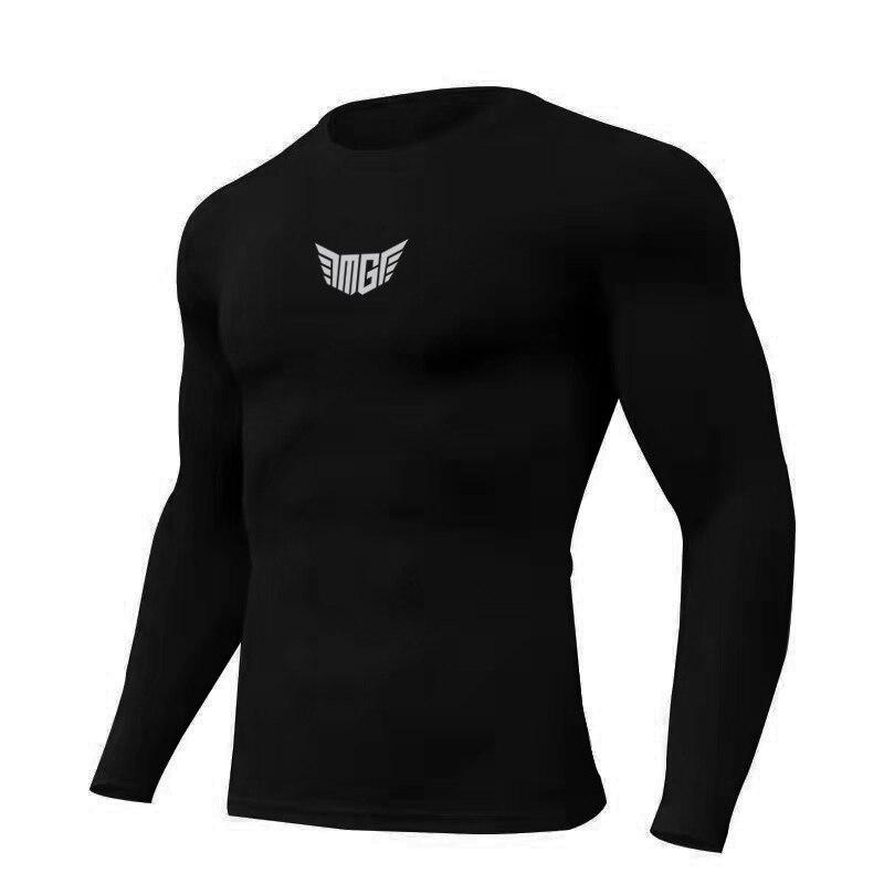 

Осенняя новая модная футболка Muscleguys с принтом, пуловер с круглым вырезом, облегающий топ L чёрный