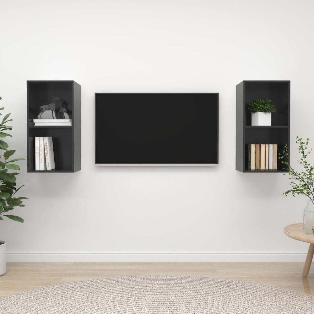 Meubles TV muraux 2 pcs  brillant Bois d'ingénierie