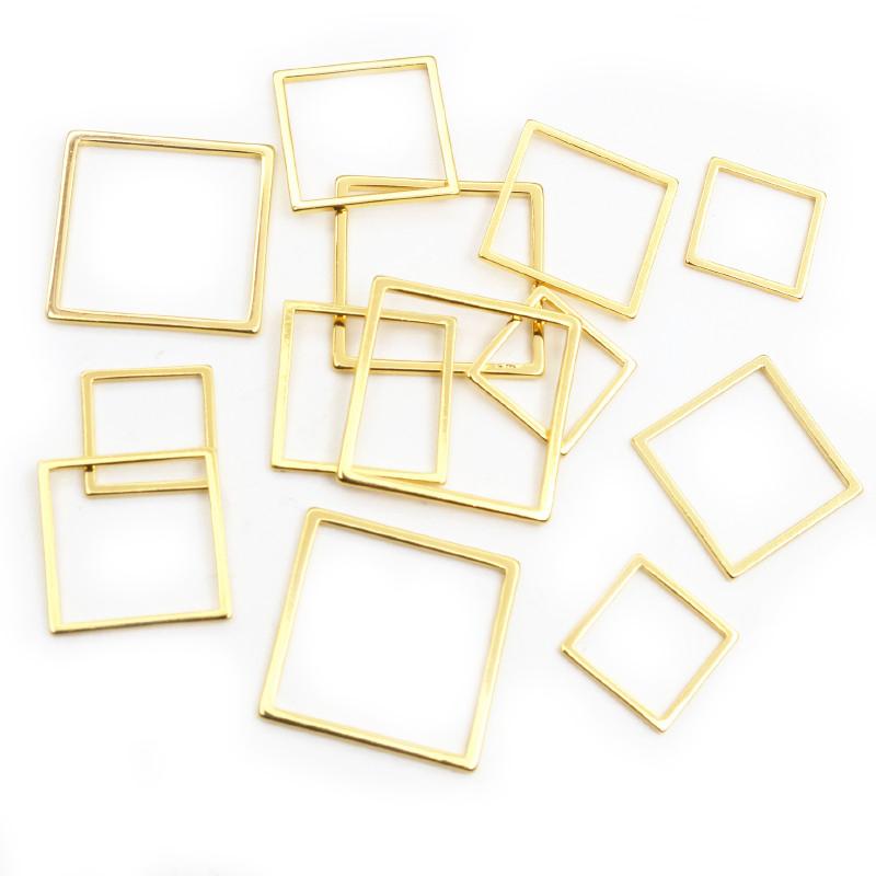 20pcs Stainless Steel Hollow Square Frame Pendant Charms Open Pressed Resin Frame Mold Bezel DIY Jewelry Making Accessories