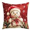 Soft Throw Cushion Case 2D Printed Snowman Pillow Cover Cartoon Cute Santa Pillow Cover  Car