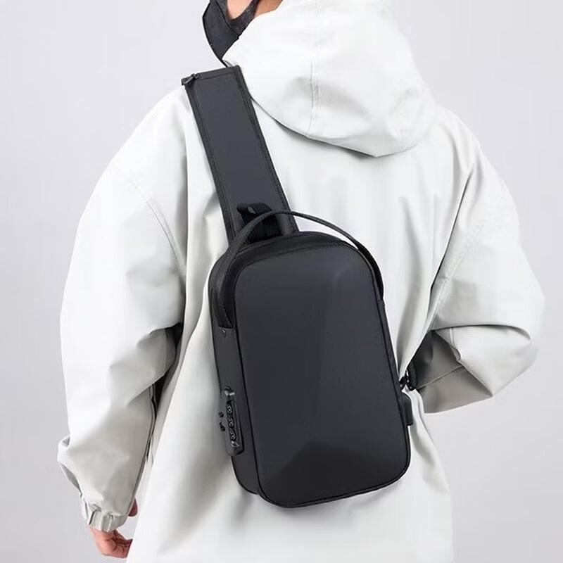 Shenglango Men's Hardshell Waterproof USB Charging Crossbody Chest Bag