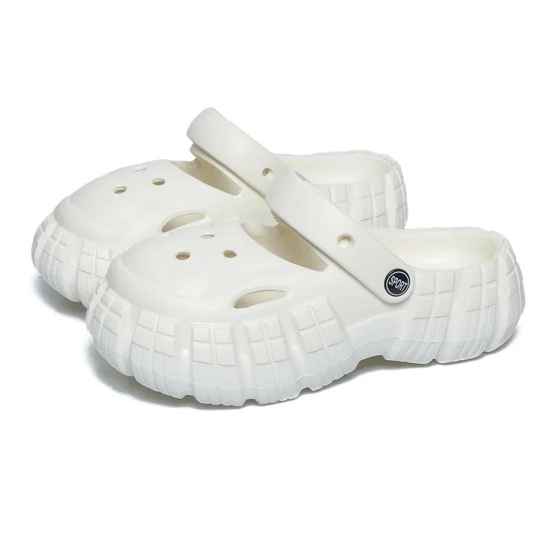 Women's Sandals 2024 New Fashion Solid Color Versatile Summer Lightweight Anti-Slip Beach Shoes Soft Bottom Hole Garden Shoes