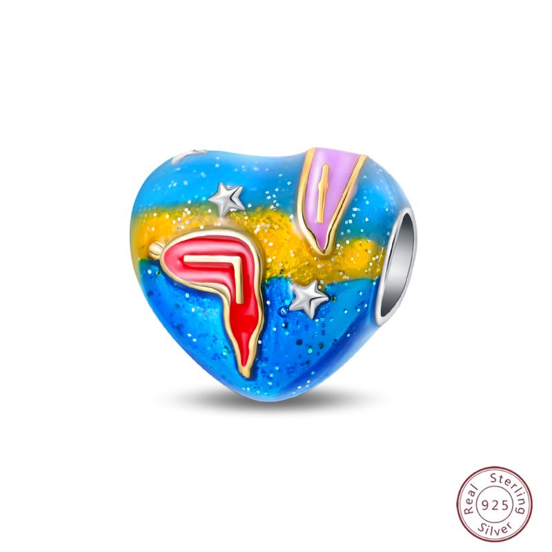 Copper Beaded Pendant Blue Shiny Zircon Suitable Original 3Mm Bracelet Women Fine Jewelry