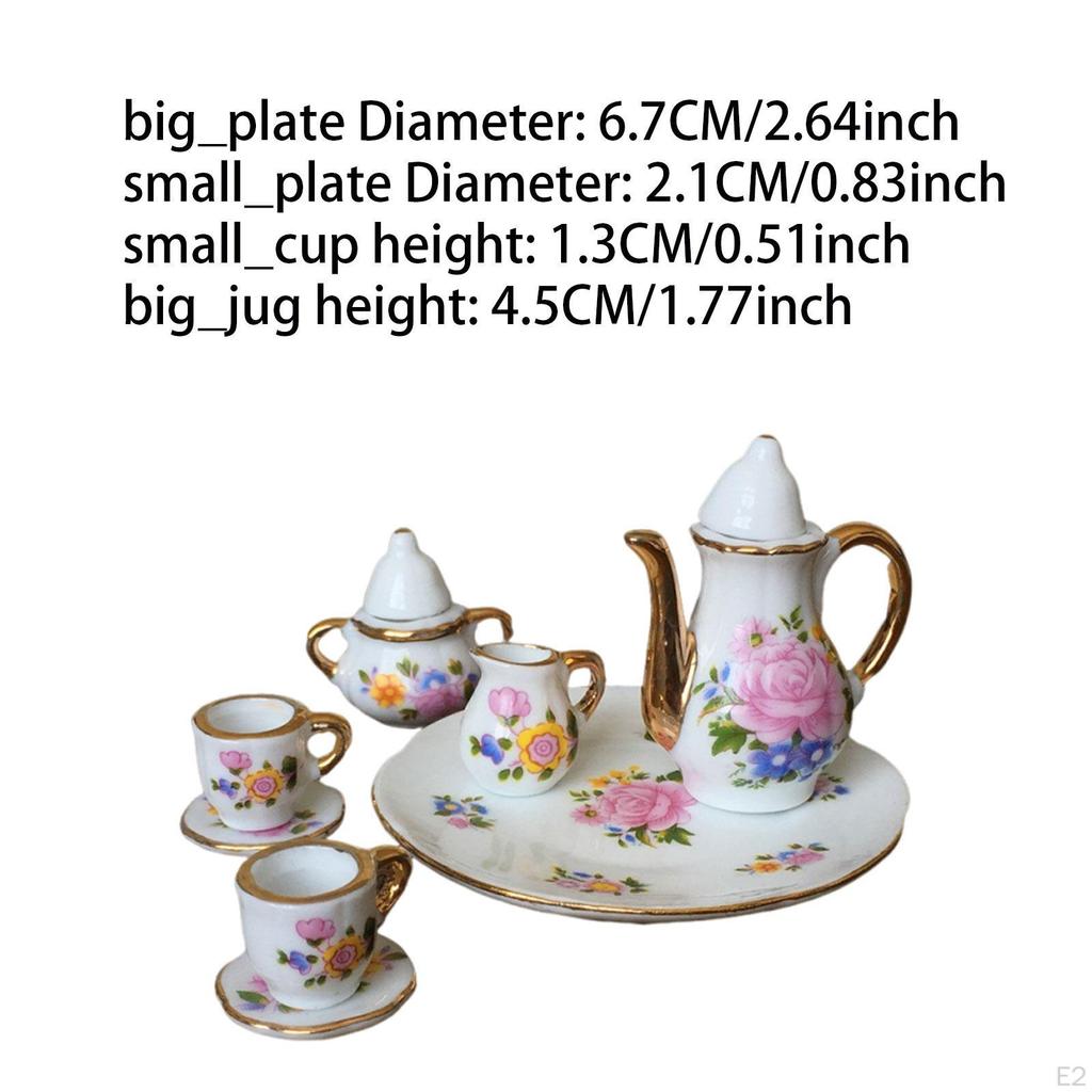 1:6 Scale Miniature Dollhouse Tea Cup Set Ceramic Lovely Accessories Decoration Realistic Flower