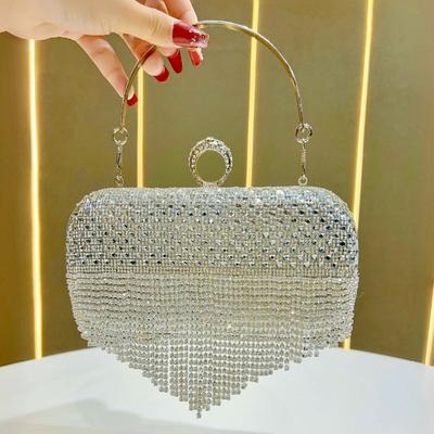 Fashionable Banquet Clutch, Diamond-encrusted Party Evening Bag, Paired with Wedding Dress, Banquet and Dinner Bag