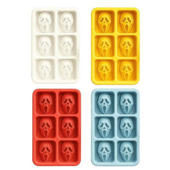 Halloween Skeleton Ice Cube Mold Food Grade Silicone Creepy Screaming Mold Haunted Drink Accessories