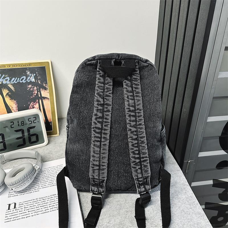 Retro džínový batoh s velkou kapacitou studentská školní taška