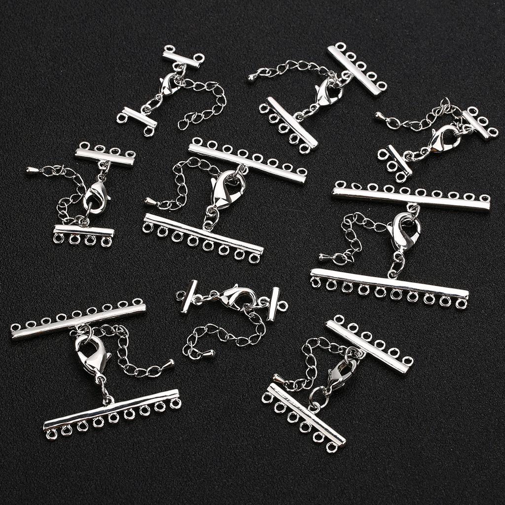 2sets Metal Lobster Clasps Extender Chain Copper Plated Multi Row Link Clasp Connectors For DIY Jewelry Making Necklace Bracelet