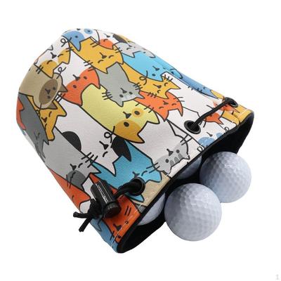 Graffiti Cat Printed Golf Ball Bag Protector Portable Golfing Supplies Carrier Trendy Cartoon