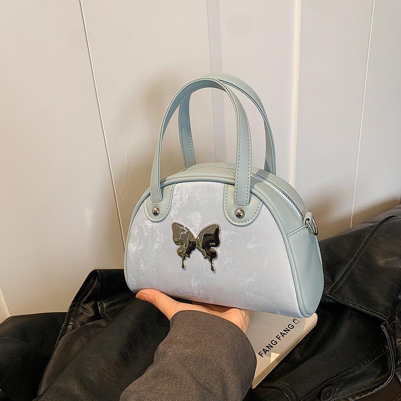 Trendy 2024 Street Style Color-block Butterfly Handbag With Chic Pu Material синий