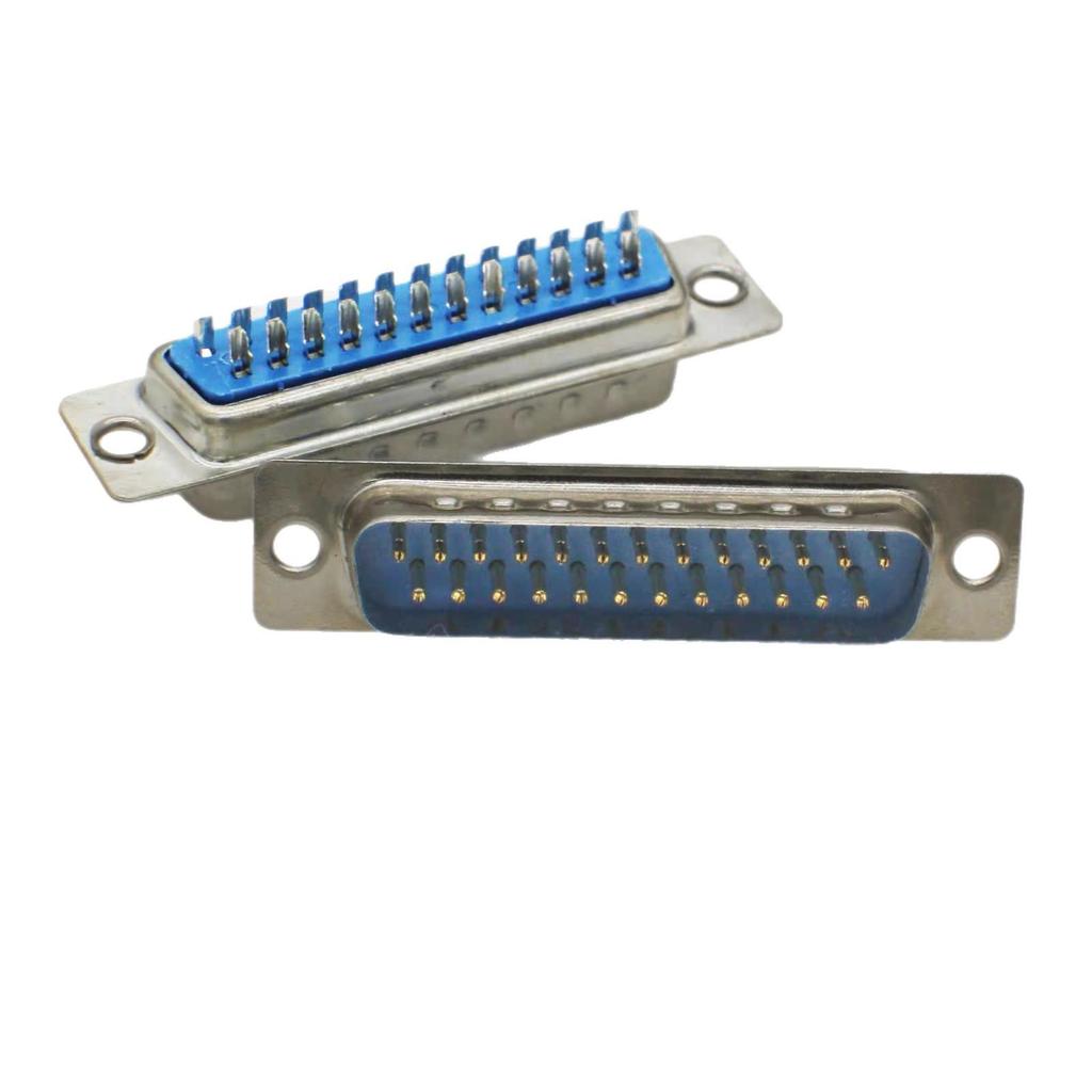 DB25 Serial Port Connector with Double Row, Solid Gold-Plated Pins