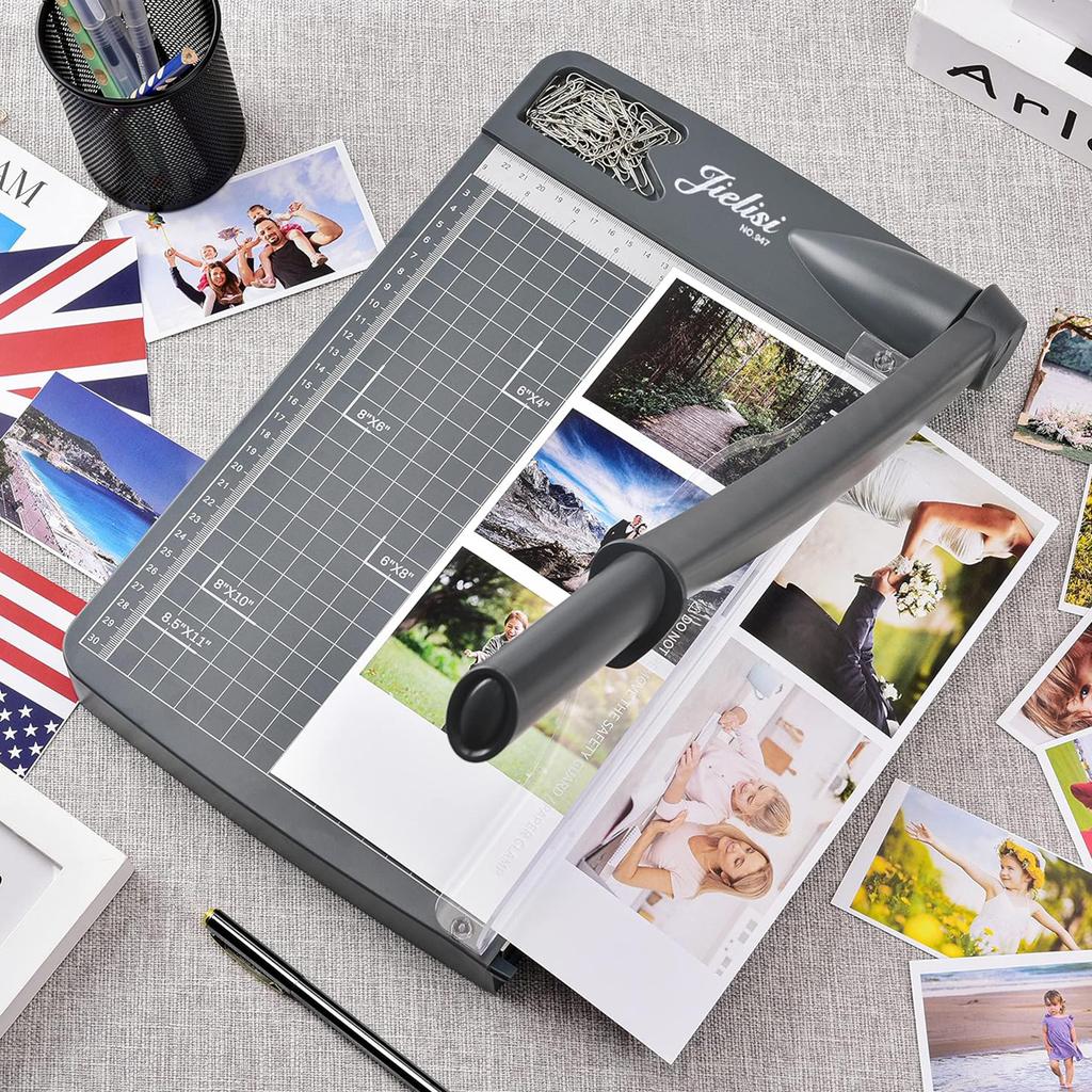 Papierschneider, Guillotinen-Schneider mit Sicherheitsvorrichtung und Klingenarretierung, 12" Schnittlänge, 12 Blatt Kapazität