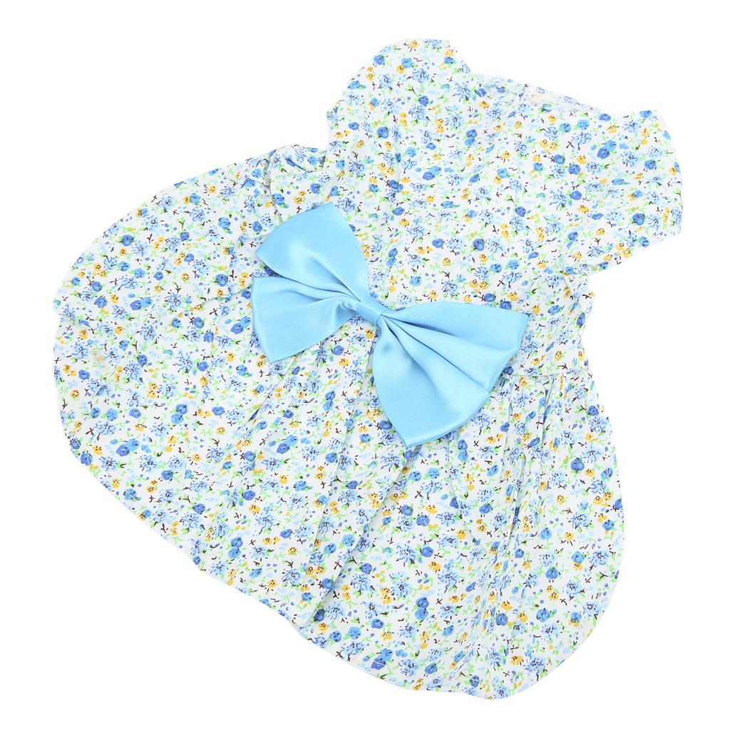 Small Pet Dress Cute Breathable Soft Flower Pattern Pet Princess Skirt with Bowknot for Puppy Bunny