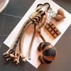 New Braided Rope Croissant Keychain Heart Bread Shape Mobile Phone Lanyard Chocolate Leather Bag Pendant Gifts