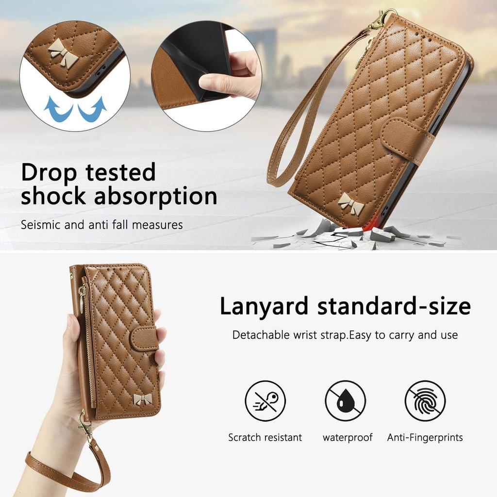 עבור Samsung Galaxy A37 A36 A35 A25 A17 נרתיק ארנק Crossbody, כיס רוכסן מרופד מחזיק כרטיסים, כיסוי Flip עם רצועה שרוך