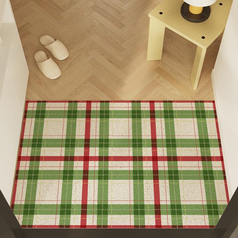 Entrance Door Mat Anti-slip Waterproof Dirt-resistant Floor Mats Pvc Leather Simple Striped Checkered Rug Home Decoration Carpet