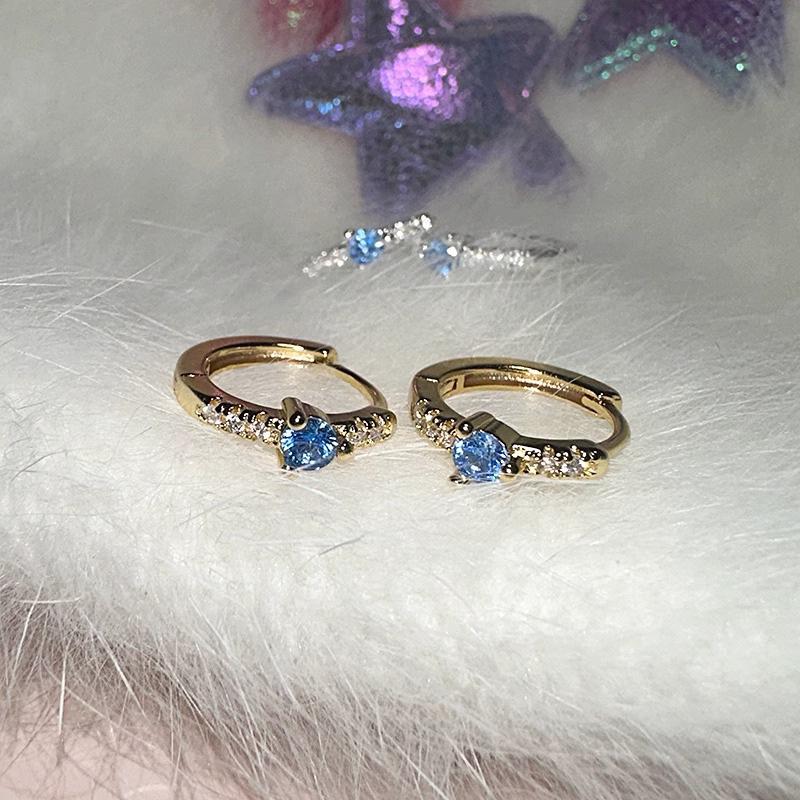 

Casual Cool Aquamarine Zirconia Earrings Versatile Cold Wind Niche High-end Minimalist Elegant Classic Accessories Women s Temperament Jewelry