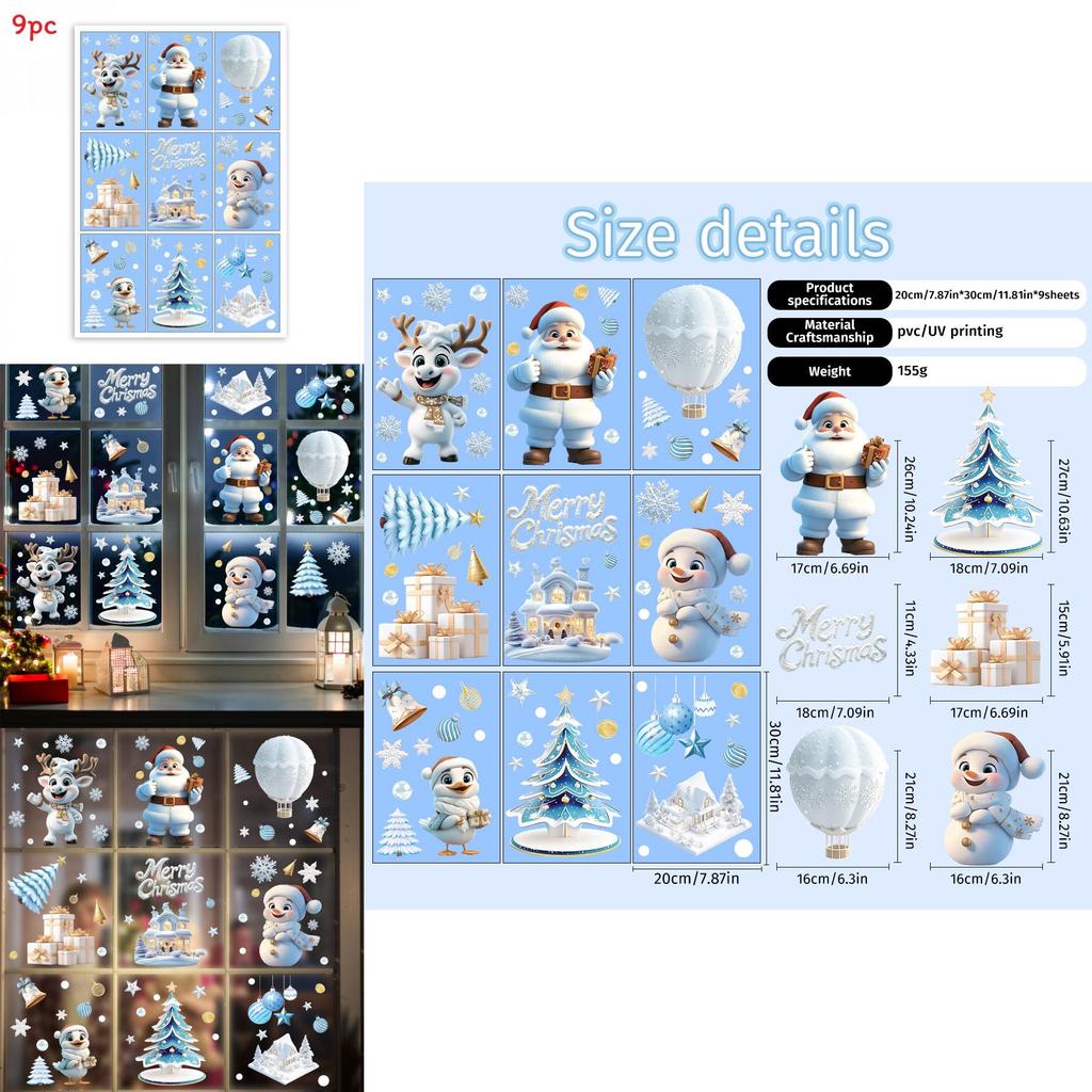 Kerst Raamstickers Pvc Statische Stickers Set Voor Vakantie Scène Decoraties