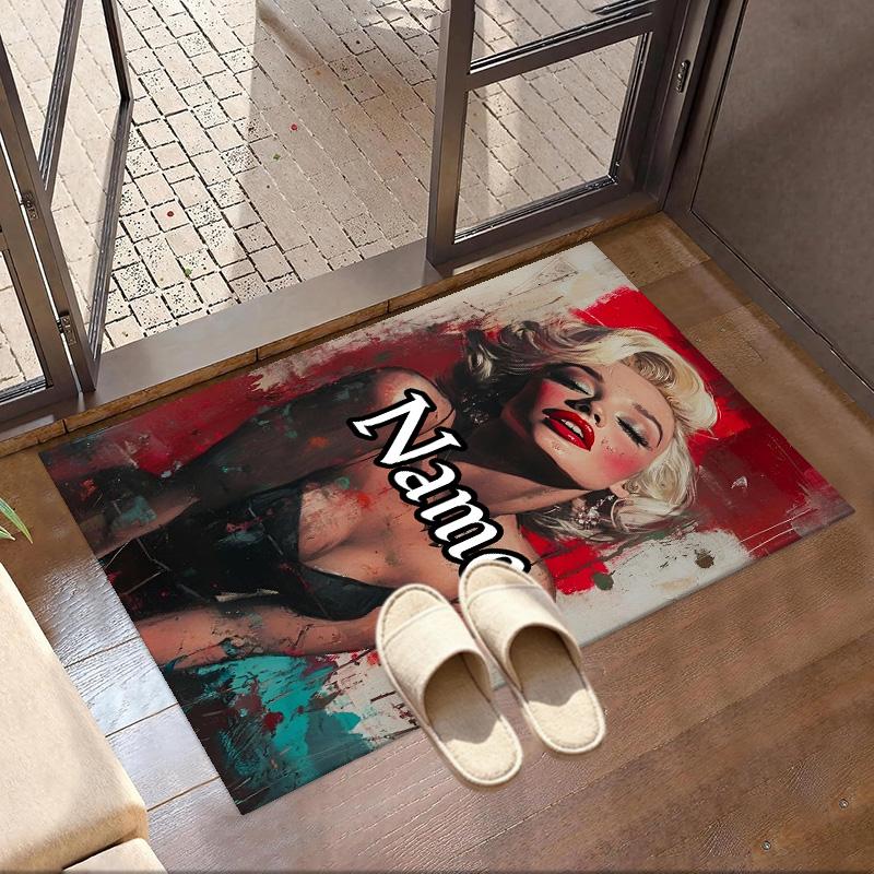 Custom Name Personalized Marilyn Monroe Print Carpet, Versatile Home Decor Rug, for Playroom, Apartment, Balcony, Entryway, Hallway Gift