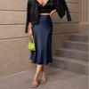 Solid Casual Loose Fishtail Skirt Women Fashion Elegant Slim Fit Satin Loose Skirts for Women Spring and Summer A Line High Waist Woman Skirt 26441