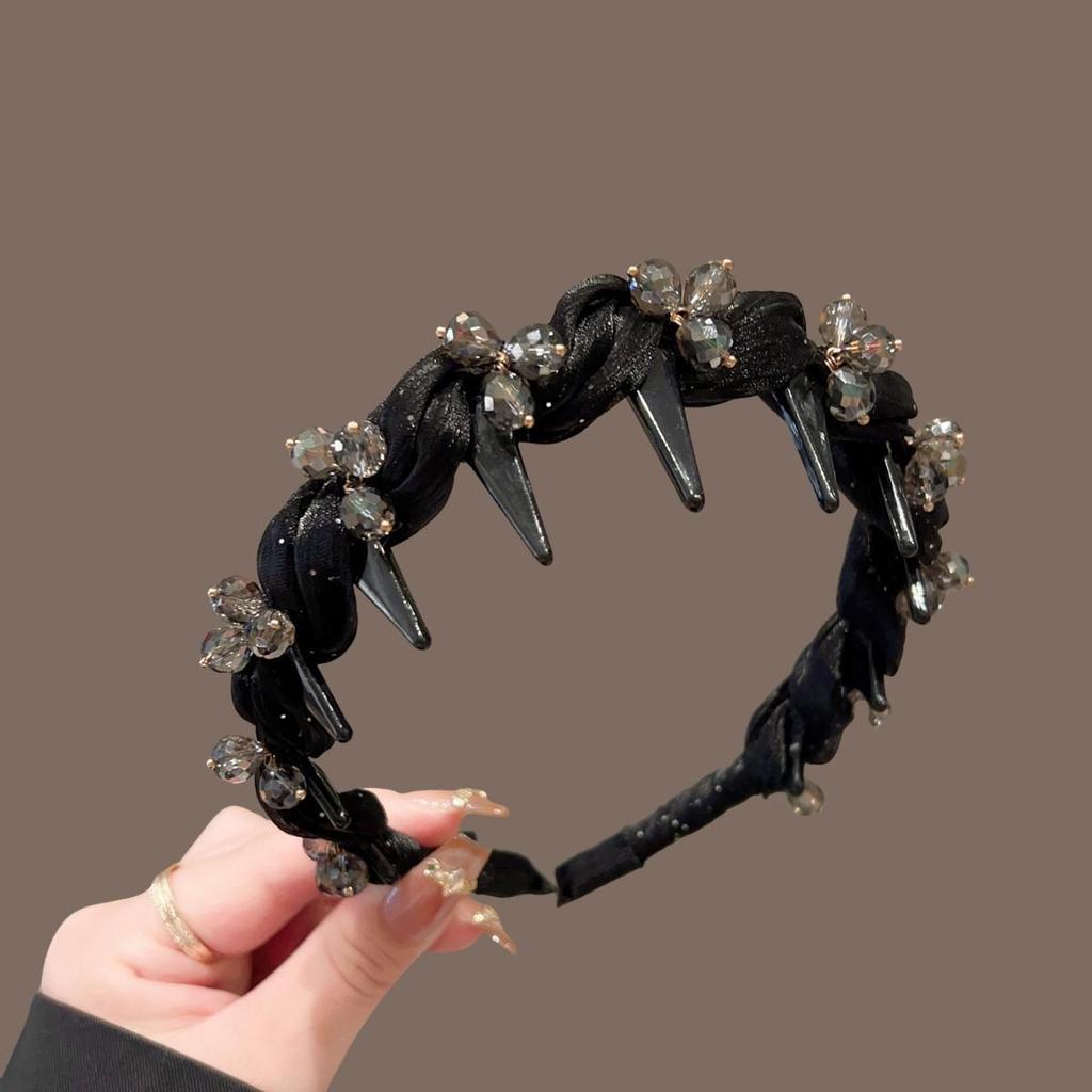 High-End Women's Bow Headband with Teeth - 2025 Face Washing & Hair Pressing Accessory
