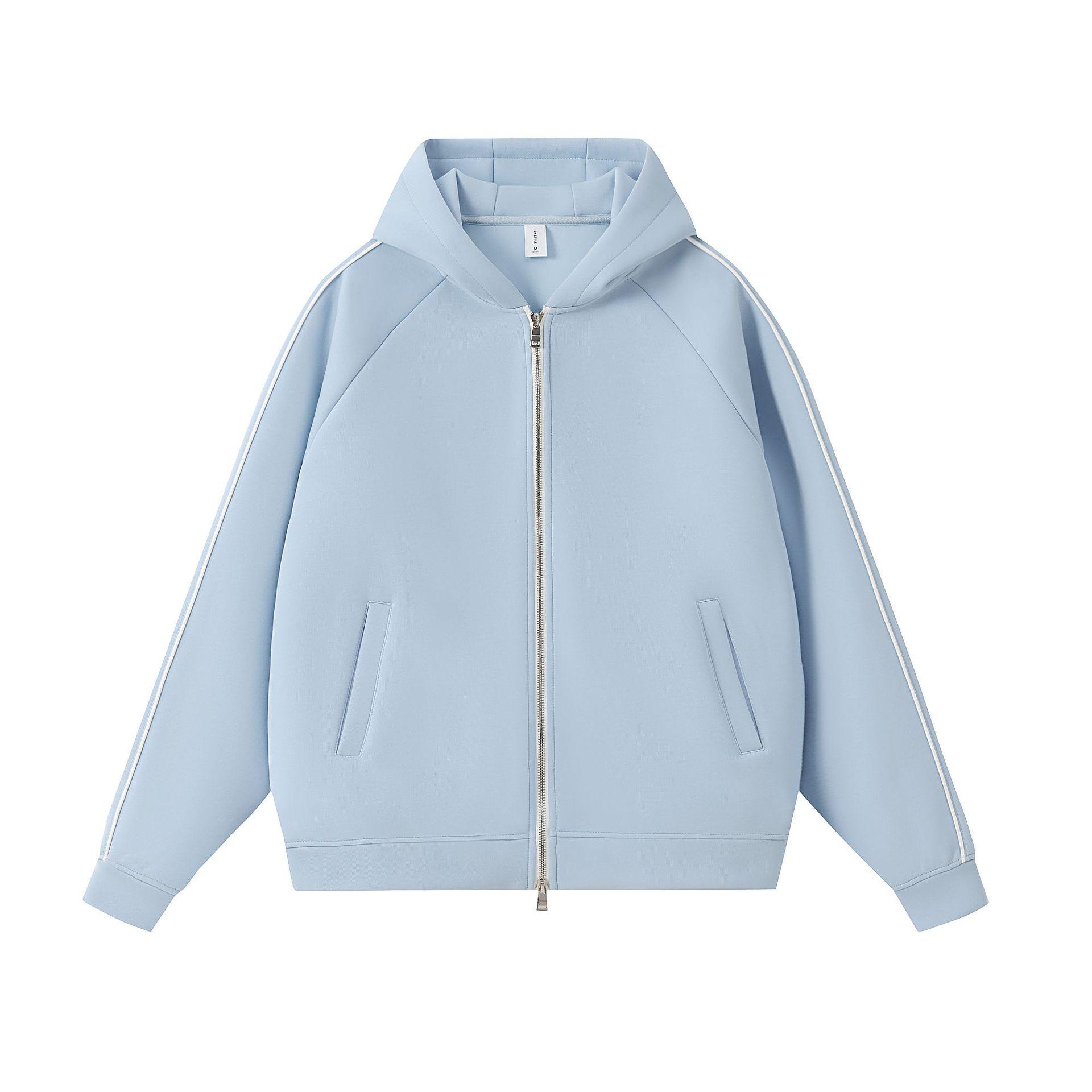 400g Five-Thread Liquid Cotton Drop Shoulder Zipper Hooded Cardigan Jacket M