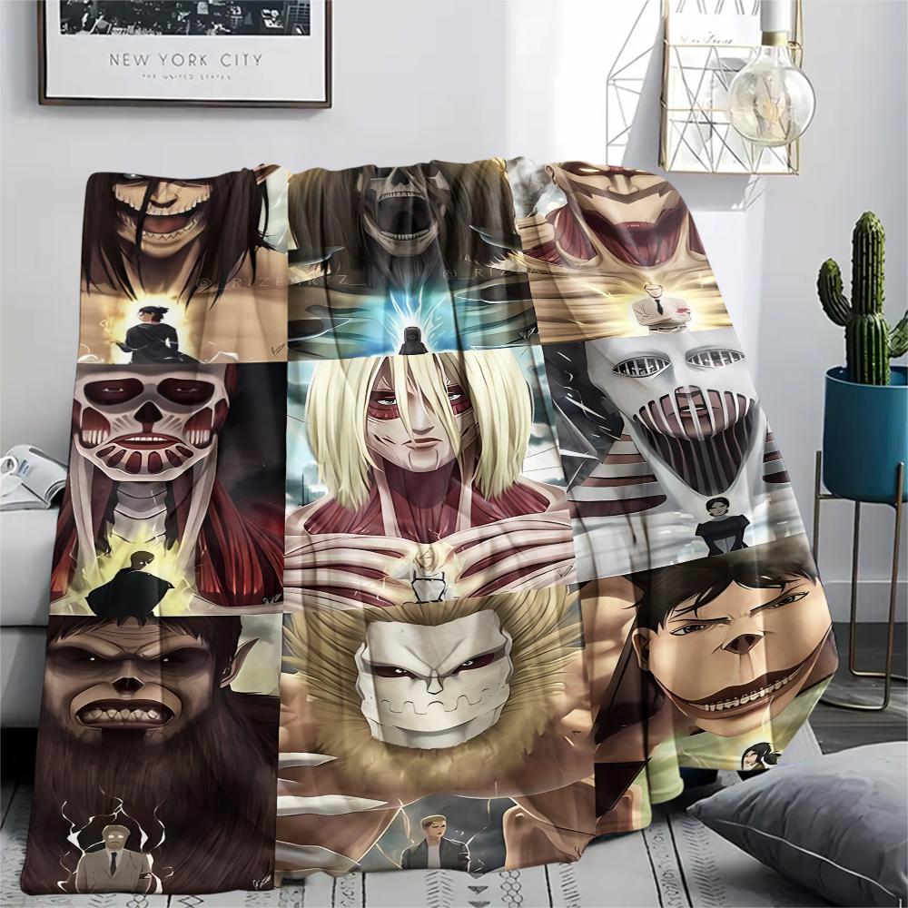 1PC Attack on Titan Print Flannel Blanket, High quality All Seasons, Home Decor, Warmth and Comfort, Perfect for Christmas Gifts