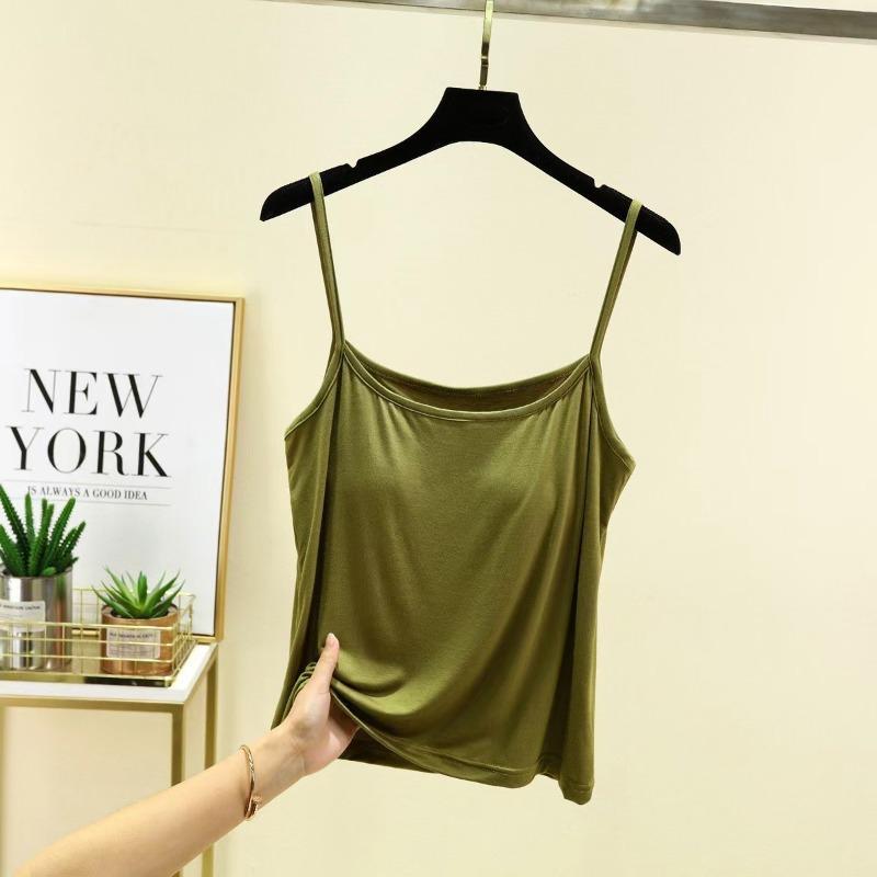 Modal Spaghetti Strap Tops Basic Sleeveless Tank Top Solid Color Women Summer Camisole All Match