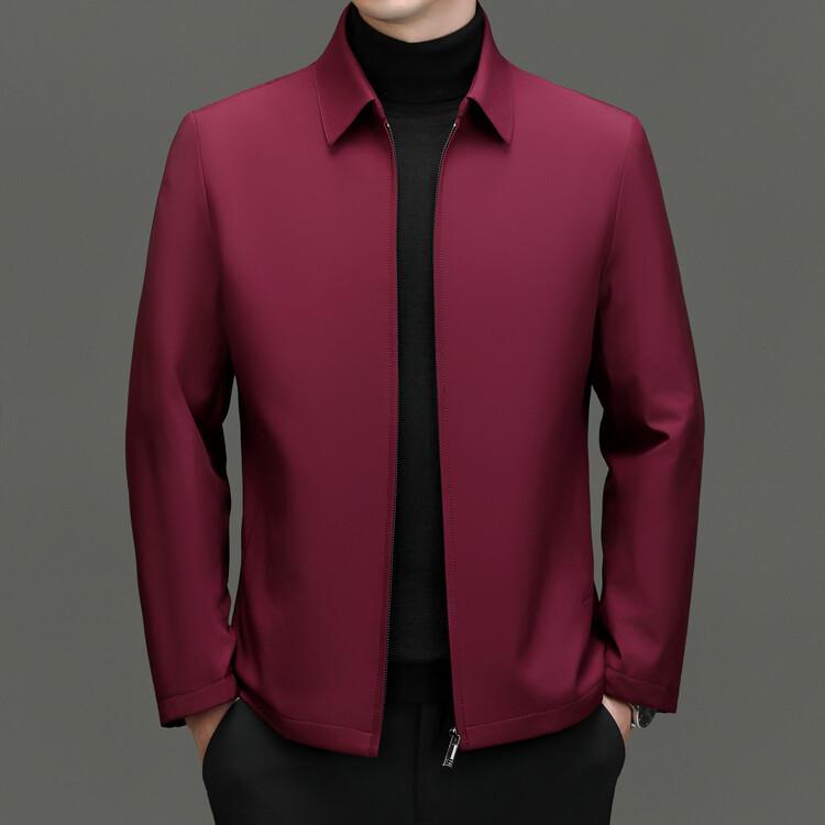 

Mid-aged Men s Velvet-lined Cotton Jacket - Autumn/Winter Business Casual Lapel Outerwear S червоний