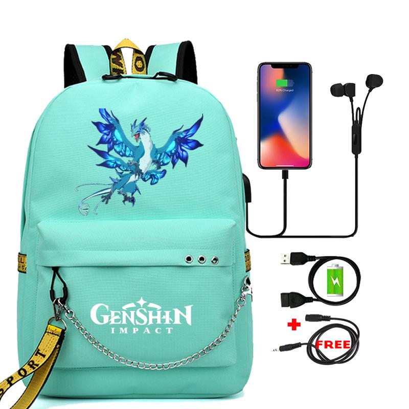 Anime Game Travel Backpack Printed Canvas Backpack Students Women Large Capacity Bookbag Usb Charging for Boy Girl School Bag Kids Gifts