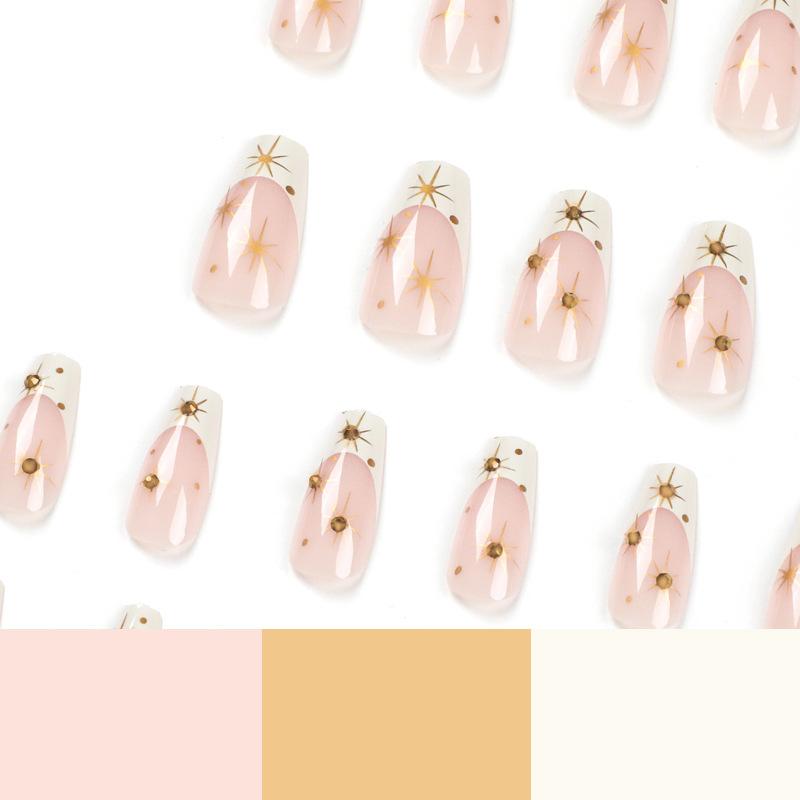 Nail Patch Nail, French White Edge Nail Rhinestone Astral Removable Nail Art Nails