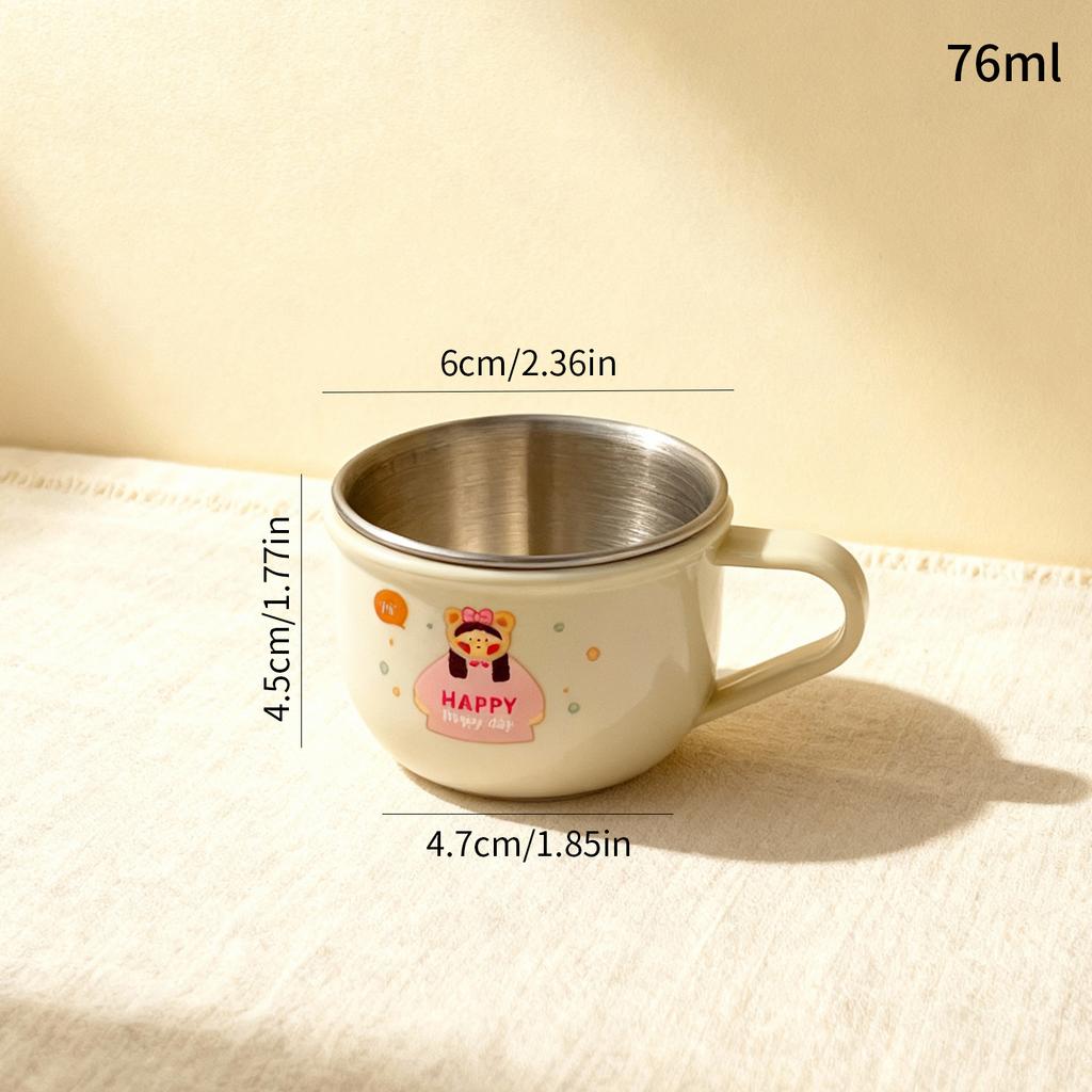 Plastic/304 Stainless Steel Kids Mug Thicked Durable Mini Water Cup With Handle Portable Cute Cartoon Children Drinking Cup