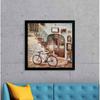 Vintage Cycle Painting Big Canvas Painting For Bedroom, Living Room, Drawing Room With Frame, Multicolour, Square, 2x2 Feet, 24.0 X 24.0 inch,Set Of 1