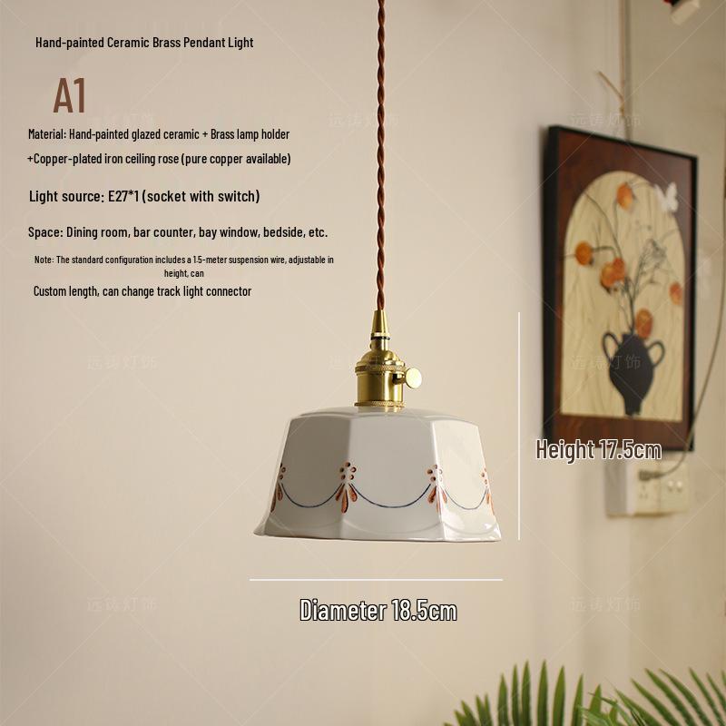 Chinese Retro Teahouse Ceramic Pendant Lamp: Ancient Style for Bedroom or Dining Room