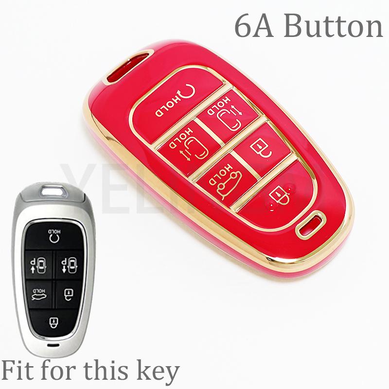 Soft Tpu Car Key Fob Protector Skin Case Cover For Hyundai Sonata Tucson Santa Fe Hybrid Nx4   Remote 6 Buttons Keychain