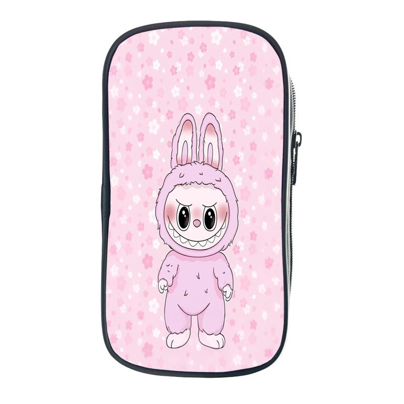 Labubu Cartoon Pen Bag The Monsters Printed Stationery Box Abubu Large Capacity Pencil Case Cute Anime Bags Student School Bag