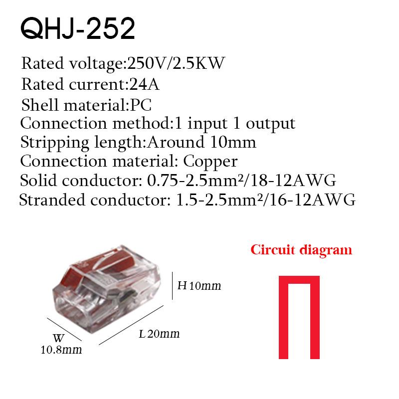 50PCS Wire Connectors Mini T Rail Fast Universal Compact Conductor Wiring Cable Electrical Connector Push-in Butt Terminal Block