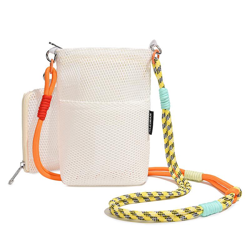 

New trend versatile sports bag fashion casual shoulder bag women s mesh breathable foreign air oblique span bag белый