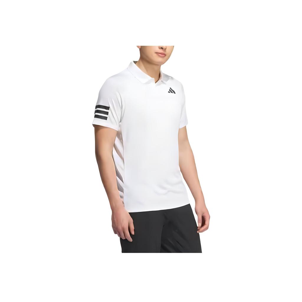 adidas Polo de Fitness à Séchage Rapide Imprimé Logo 3 Bandes Rayé Homme Polos Blanc Noir KA8332