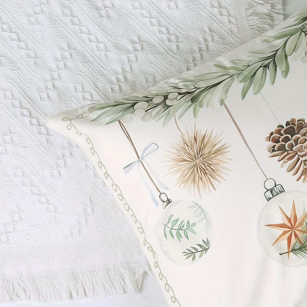 Christmas Themed Pillow Covers: MERRY CHRISTMAS, Festive Ornaments, Cozy Winter Greetings Sofa bed cushion cover,home decoration