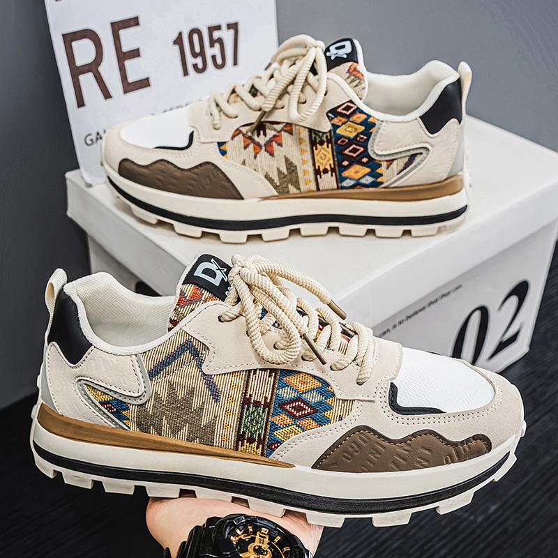 Running men's breathable casual sports shoes non-slip comfortable youth loafer vulcanized thick soles heightening shoes