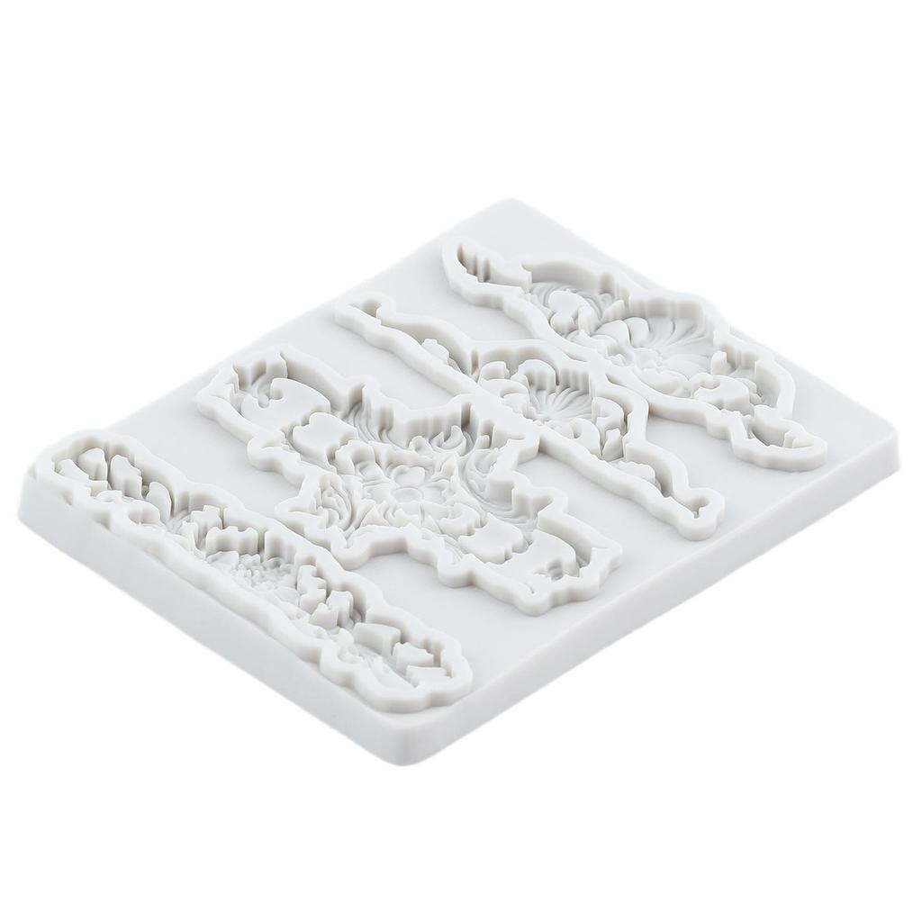 Barokk Bord Silikonformer Relief Blomst Fondantform Kakedekoreringsverktøy Cupcake Topper Godteri Sjokolade Gumpasteform